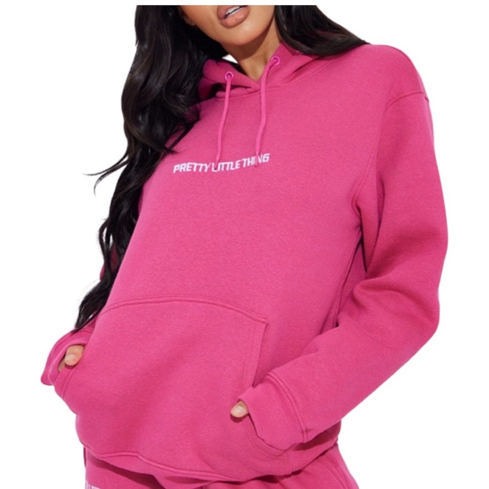 PrettyLittleThing Hot Pink Oversized Logo Hoodie